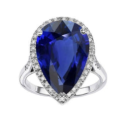 Diamond Jewelry Halo Bague Saphir Ceylan Ovale 7.50 Carats