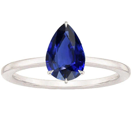 Eagle Claw Prongs Bague solitaire pour femme avec saphir bleu taillé en poire