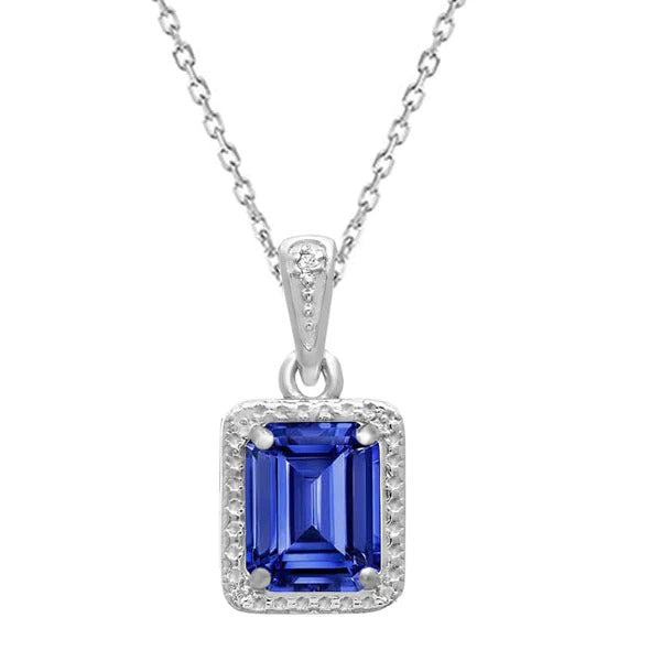 Emerald Sri Lankan Sapphire Solitaire Pendant avec une caution 1.50 quilates