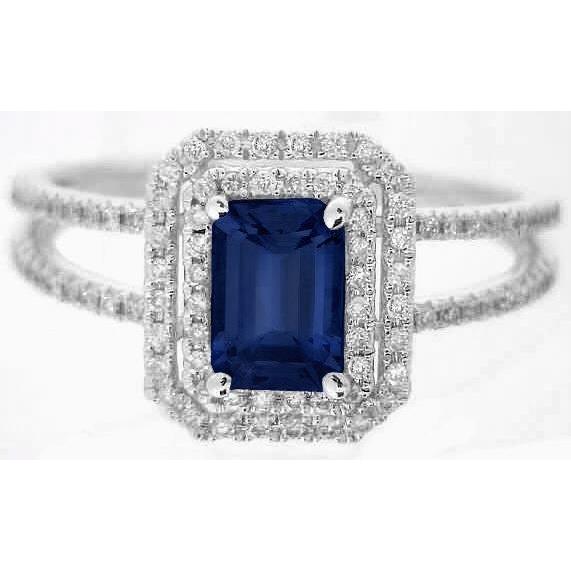 Emeraude Ceylan Saphir Bijoux Bague Diamant Or Blanc 14K 3 Carats - HarryChadEnt.FR