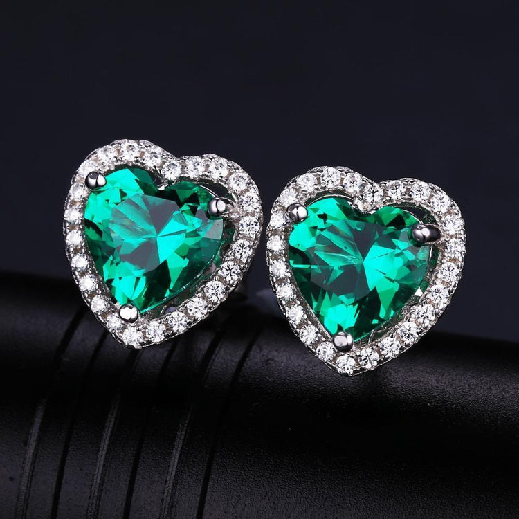 Émeraude verte taille cœur halo de 8.48 ct avec clou d'oreille en diamant - HarryChadEnt.FR