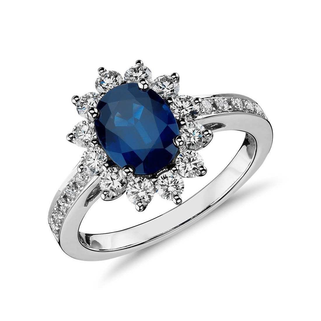 Ensemble de bagues d'anniversaire 4 carats avec saphir et diamants de Ceylan - HarryChadEnt.FR