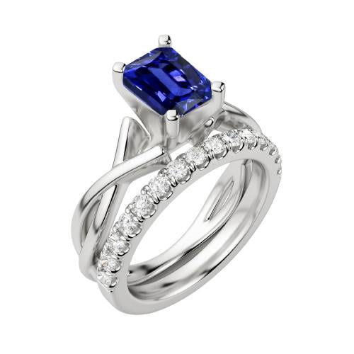 Ensemble de bagues de mariage en diamant Radiant Sapphire 2.50 Carats Infinity Shank - HarryChadEnt.FR