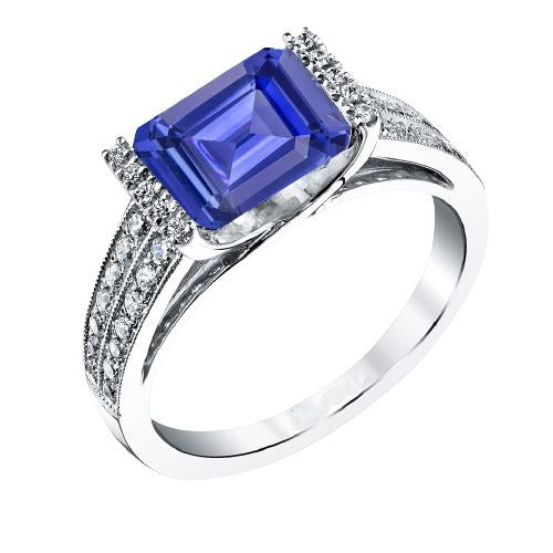 Ensemble de barres de bagues en pierres précieuses émeraude. saphir bleu. tige double. 3.50 carats - HarryChadEnt.FR