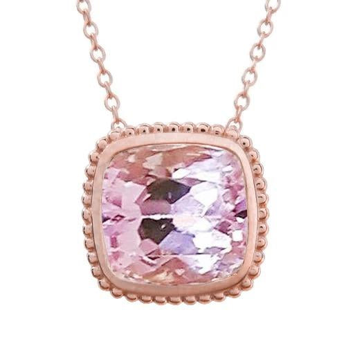 Big Pink Kunzite Bezel Set 35.00 Ct Pendentif Collier Or Rose 14K - HarryChadEnt.FR