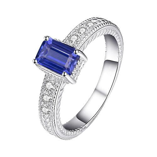 Ensemble de panier de bague de style antique en diamant. taille émeraude. saphir 2.50 carats - HarryChadEnt.FR