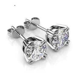 F Vs1 Boucles d'oreilles diamants ronds étincelants 3 ct pour femmes en or blanc