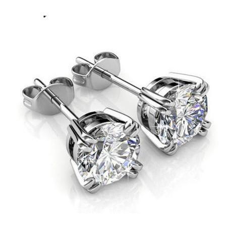 F Vs1 Boucles d'oreilles diamants ronds étincelants 3 ct pour femmes en or blanc - HarryChadEnt.FR