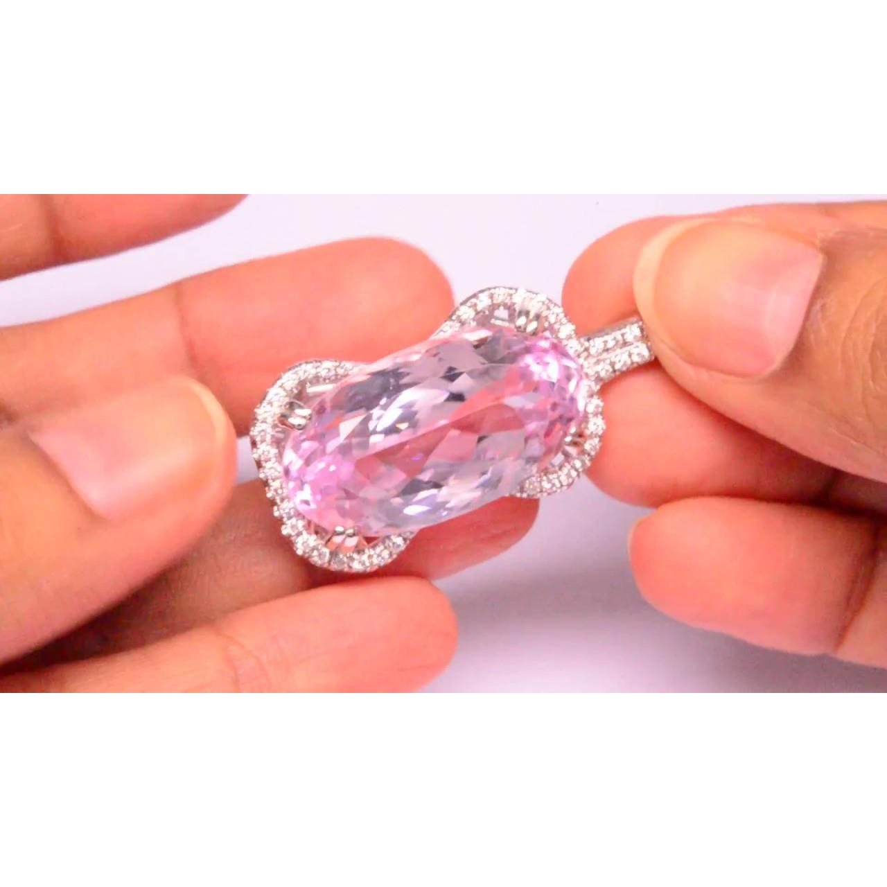 Femme Or 19 Carats Kunzite Rose Avec Pendentif Collier Diamant - HarryChadEnt.FR