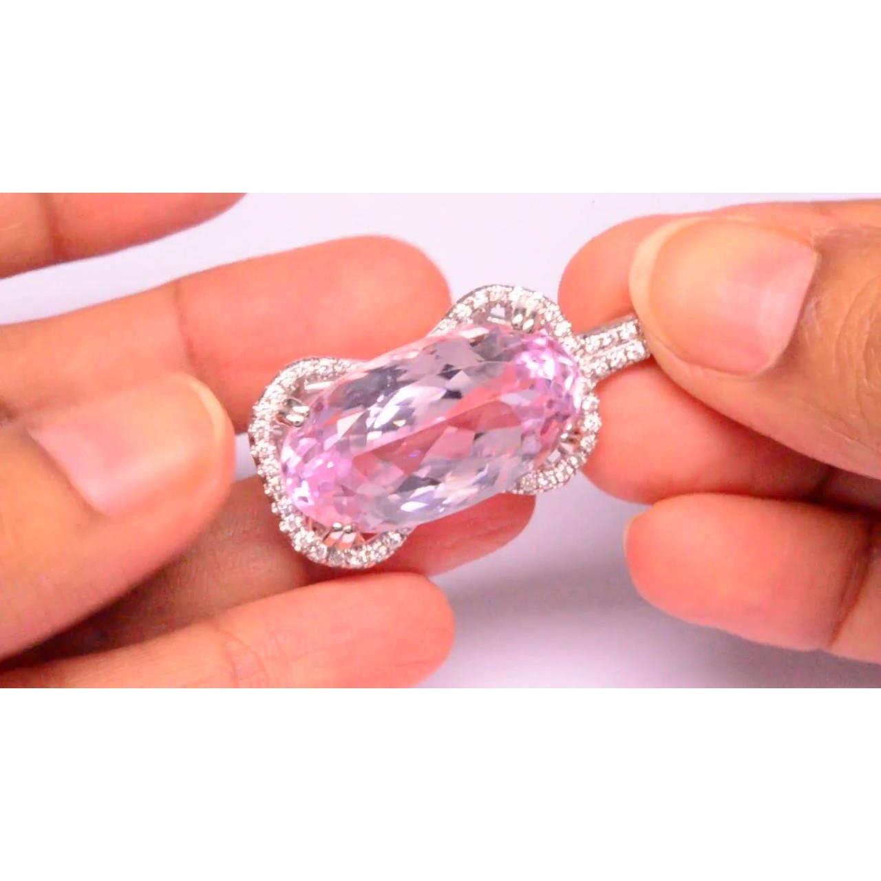 Femme Or 19 Carats Kunzite Rose Avec Pendentif Collier Diamant - HarryChadEnt.FR
