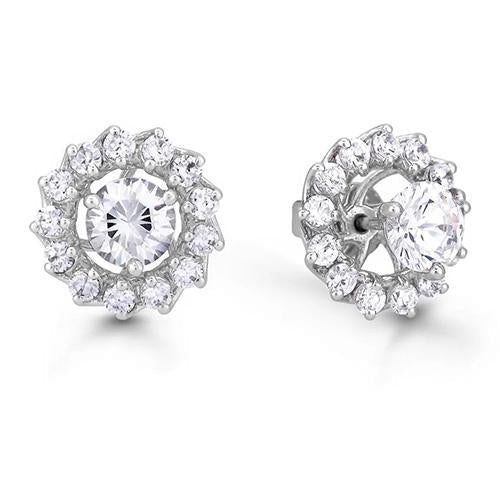 Femmes 1.26 ct diamants taille ronde Halo vestes clous d'oreilles or blanc - HarryChadEnt.FR