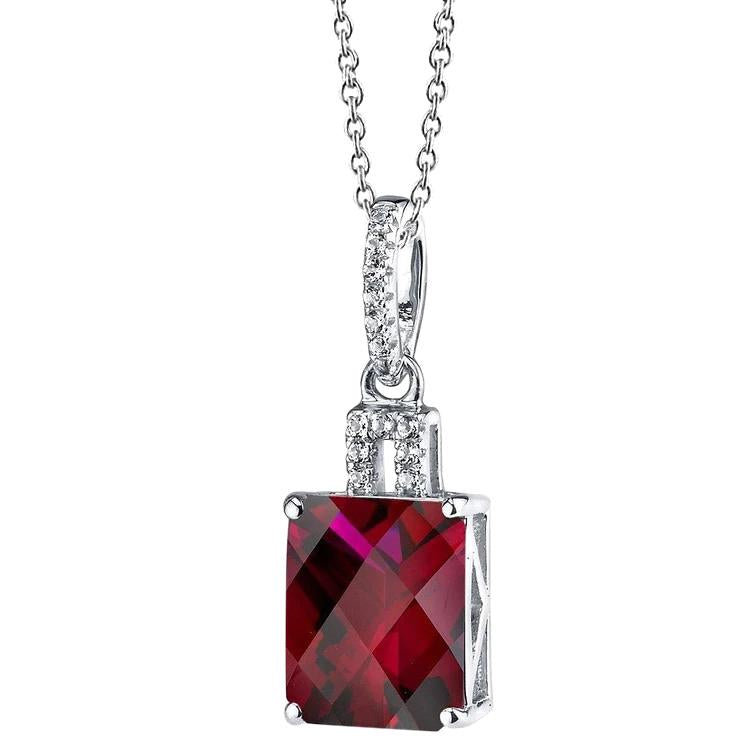 Forme rayonnante rubis rouge avec diamants collier pendentif 5.35 carats - HarryChadEnt.FR