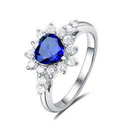 Gemstone Halo Heart Blue Saphir & Diamond Ring Star Style 3 Carats