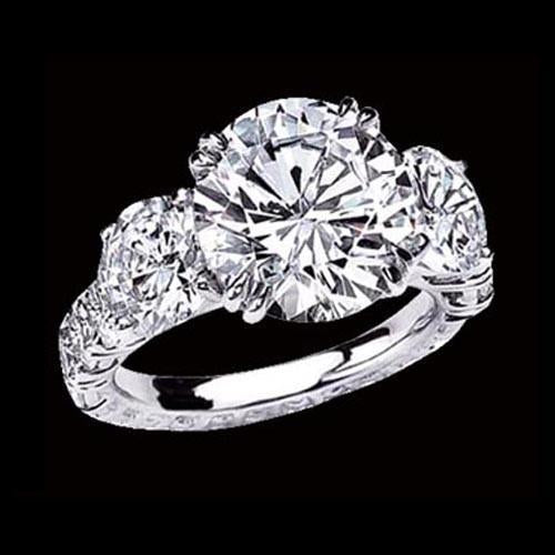 Bague de fiançailles mariage diamant simulé rond 3 pierres 2 ct argent Bague de fiançailles mariage diamant simulé rond 3 pierres 2 ct argent