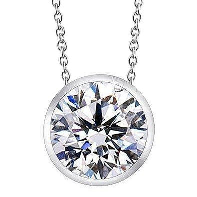 Grand collier de diamants ronds pendentif bijoux en or blanc massif 3.00 ct - HarryChadEnt.FR