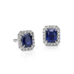 Griffes d'Aigle Ceylan Saphir Diamond Cluster Stud Or Blanc 14k