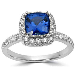 Halo 3.90 Ct Sri Lanka Saphir Diamants Alliance Or Blanc