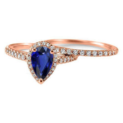Halo Diamond Wedding Ring Set Blue Saphir & Diamonds 4.50 Carats