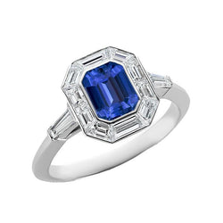 Halo Emerald Ceylan Saphir Bague 3.50 Carats Diamant Dames Bijoux