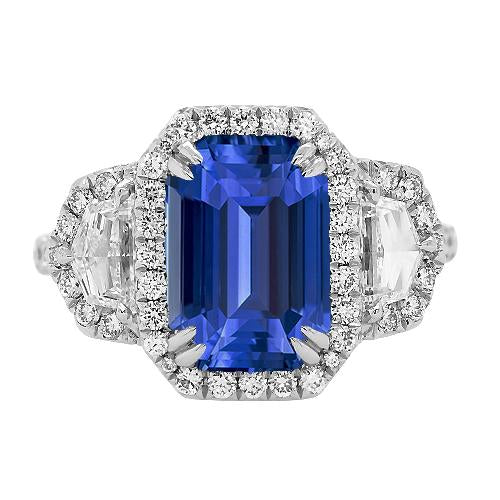Halo Emerald Ceylan Saphir Bague Anniversaire Diamant 5 Carats - HarryChadEnt.FR