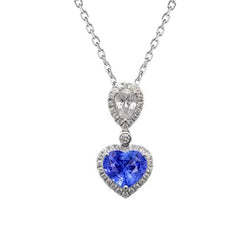 Halo Heart Gemstone Pendentif Bijoux Diamant Rond & Poire 3 quilates