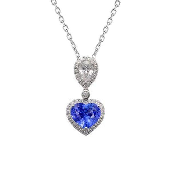 Halo Heart Gemstone Pendentif Bijoux Diamant Rond & Poire 3 quilates