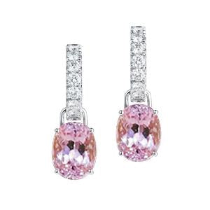 Jeu de griffes 31.20 ct. Boucles D'oreilles Pendantes Kunzite Rose Et Diamants - HarryChadEnt.FR