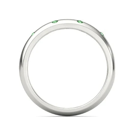 Jonc Gypsy Diamant Vert Emeraude 1.10 Carats Or Blanc 14K
