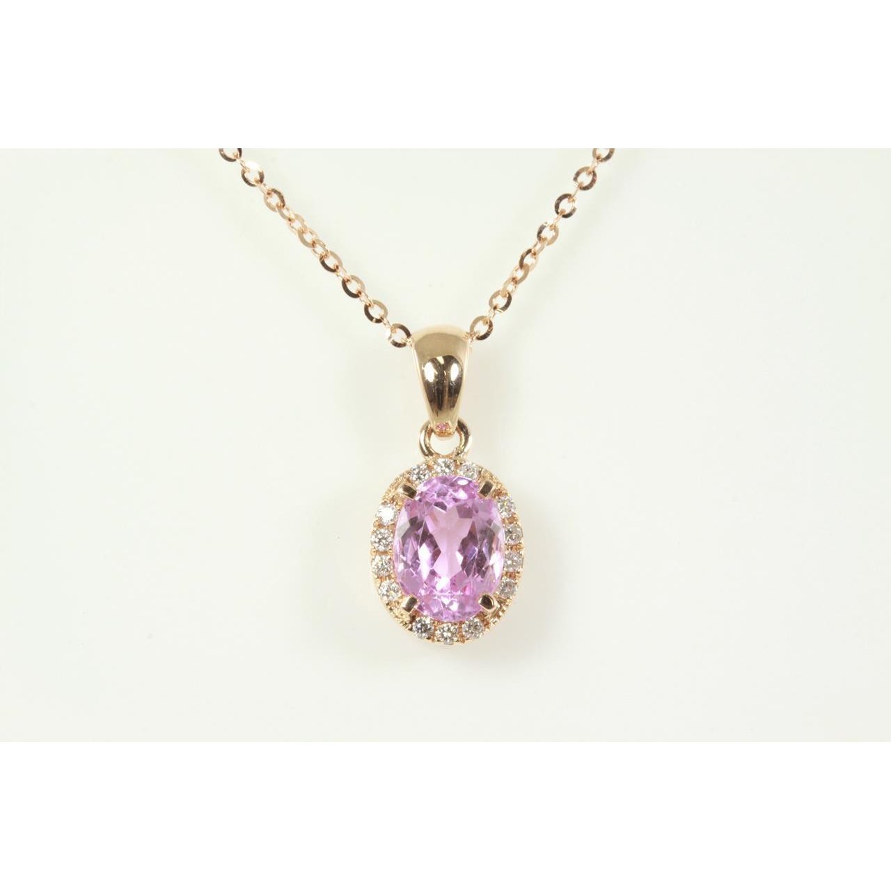 Kunzite ovale rose 10 carats avec pendentif diamant bijoux femme - HarryChadEnt.FR
