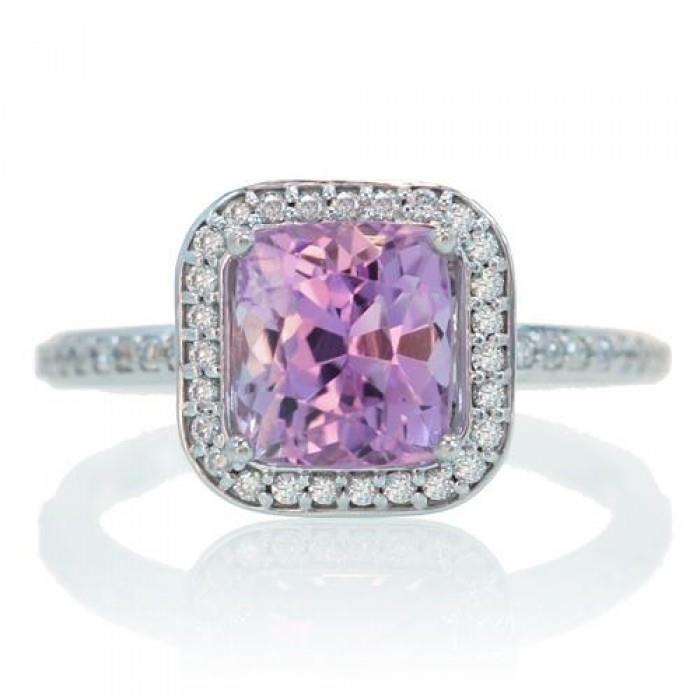 Kunzite rose naturelle avec bague en diamant Lady bijoux en or 18.45 ct - HarryChadEnt.FR