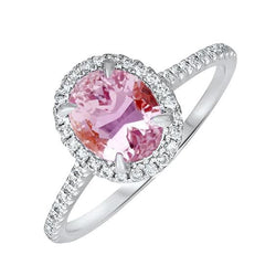 Kunzite taille ovale avec diamants 16.95 carats alliance or blanc