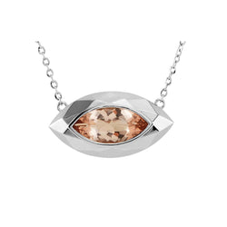 Lunette sertie Marquise Cut 16 Ct Solitaire Morganite Pendentif Or Blanc
