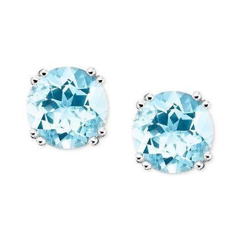 Superbes boucles d'oreilles dames aigue-marine 8 carats en or blanc 14K - HarryChadEnt.FR