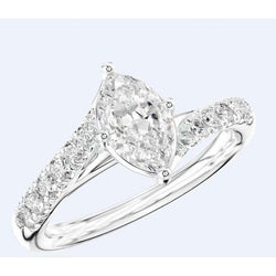 Marquise Et Coupe Ronde 3.25 Ct. Alliance Diamant Or Blanc 14K