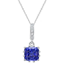 Mesdames Radiant Saphir & Diamant Pendentif 12 Prong Set 2.25 quilates