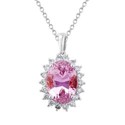 Mesdames rose ovale Kunzite avec diamant 20 carats collier pendentif