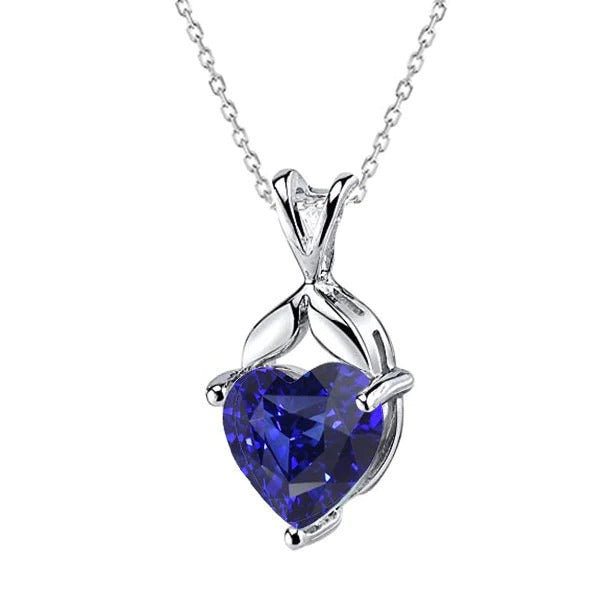 Mesdames solitaire pendentif coeur saphir sri-lankais panier ensemble 2 quilates