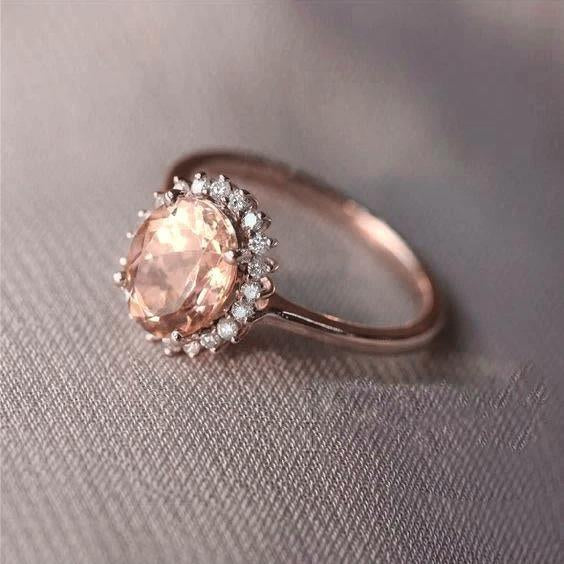 Morganite Avec Diamants 11.75 Carats Alliance Or Rose 14K Nouveau - HarryChadEnt.FR