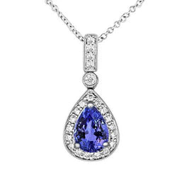 Nouveau Collier Pendentif Tanzanite Poire Et Diamants 6.08 Carats