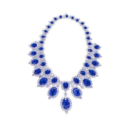 Or blanc 291.17 Ct. Bijoux Collier Saphir Bleu & Diamant Blanc - HarryChadEnt.FR