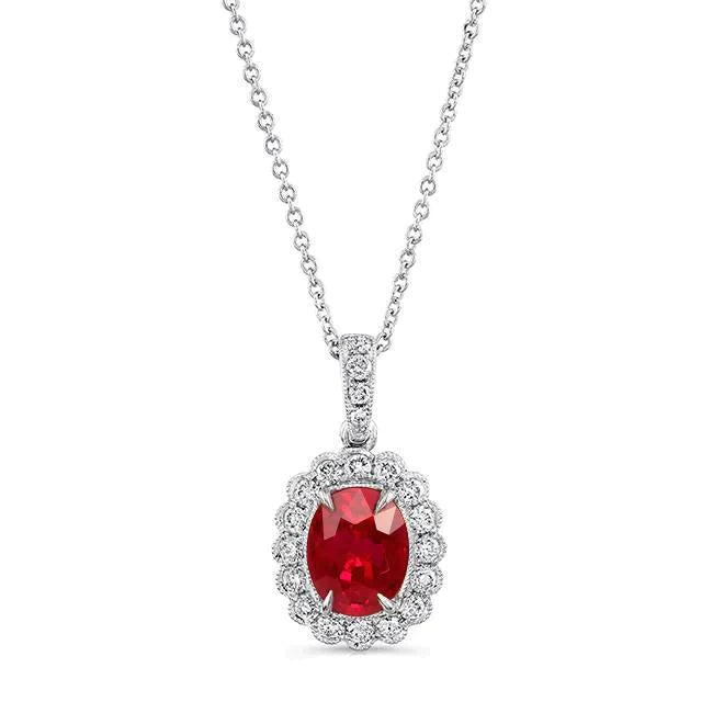 Oval Eagle Claws Rubis Rouge & Diamant Collier Femme Pendentif 3.30 Ct