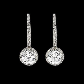 Paire de Boucles d'Oreilles Pendantes Femme Diamants Or Blanc 2.25 Carats - HarryChadEnt.FR
