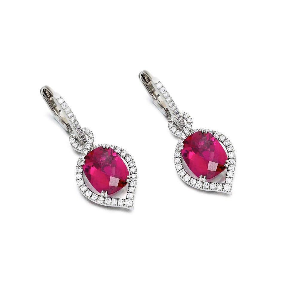 Paire de boucles d'oreilles en or avec tourmaline rose et diamants de 9.96 ct - HarryChadEnt.FR