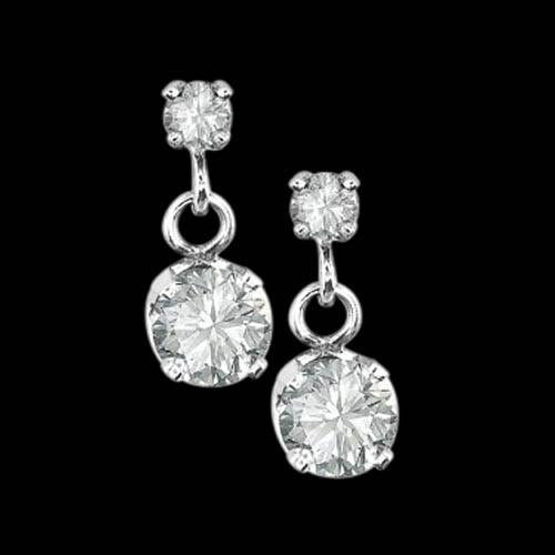 Paire de boucles d'oreilles pendantes diamants brillants ronds étincelants de 2.40 carats - HarryChadEnt.FR