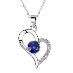 Pendentif Coeur Diamant Rond Saphir Sri Lanka Or 1.25 quilates