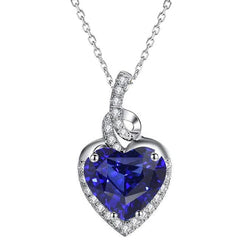 Pendentif Coeur Saphir Sri Lankais & Diamant Femme Or Blanc 4 quilates