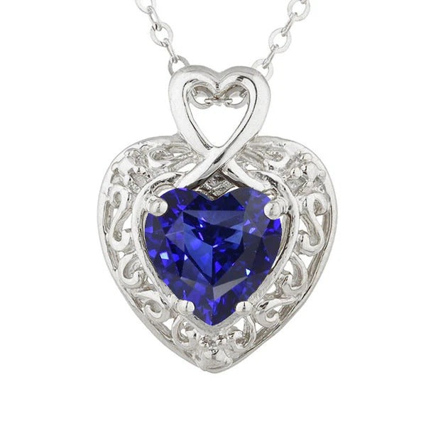 Pendentif Coeur Saphir Sri Lankais Fantaisie Style Vintage Or 2 quilates