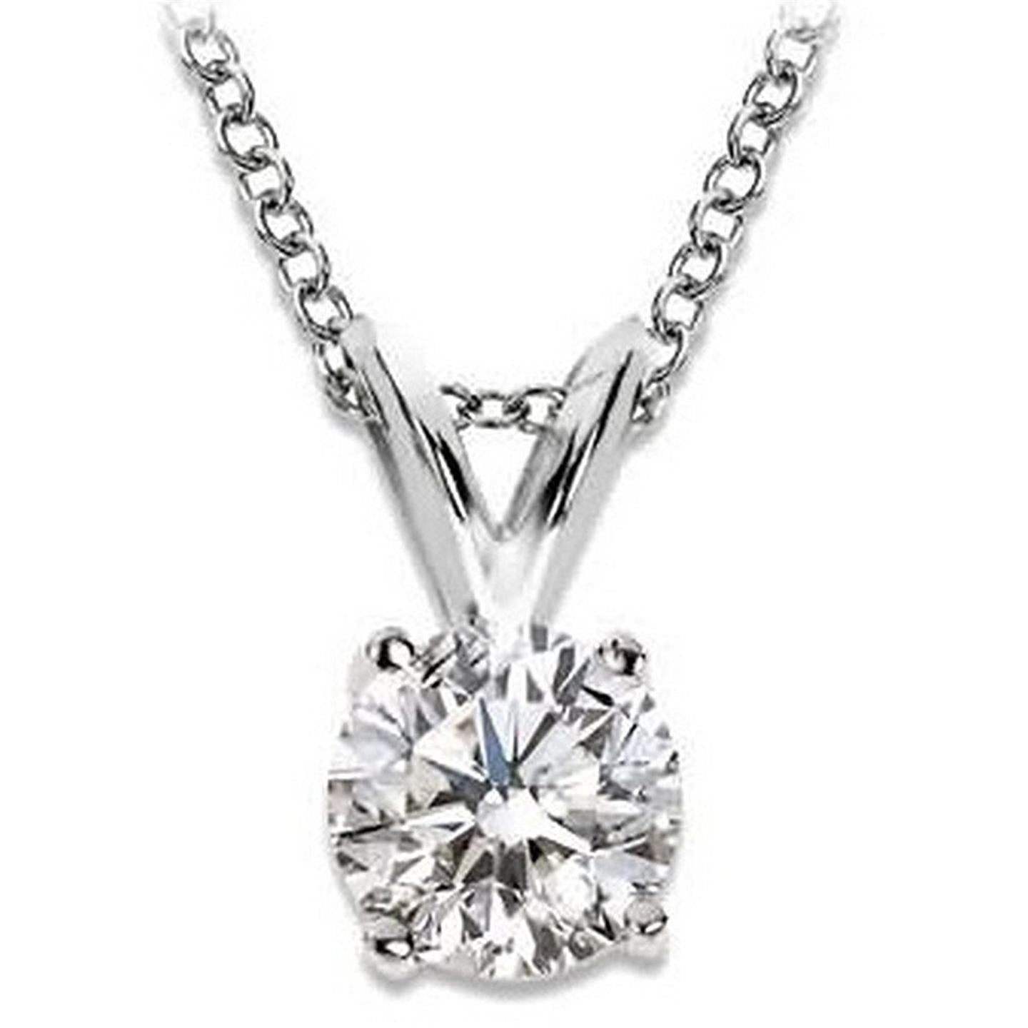 Pendentif Collier Diamant Solitaire Rond 2.75 Ct Or Blanc 14K - HarryChadEnt.FR