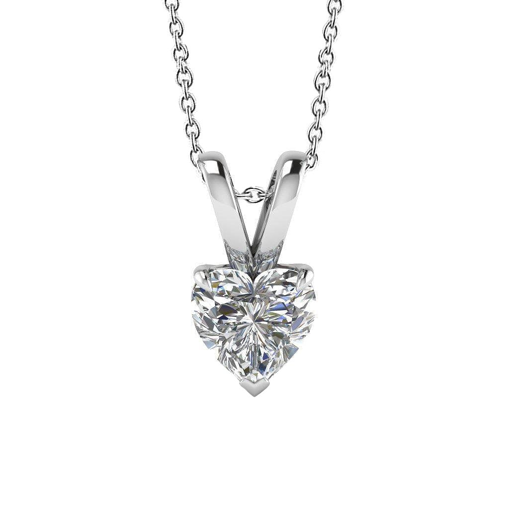 Pendentif Collier Diamant Taille Coeur 1 Carat Or Blanc 14K Bijoux - HarryChadEnt.FR