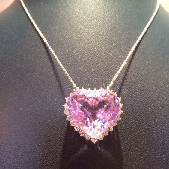 Pendentif Collier Femme Rose Kunzite Naturelle Et Diamant 36 Ct. Or - HarryChadEnt.FR